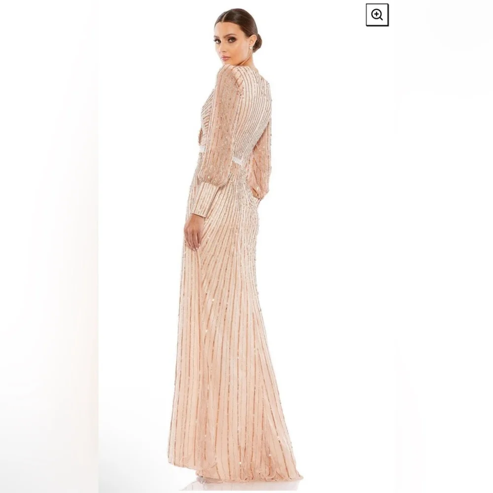 Sequined wrap over bishop sleeve gown

NWT- style 5501 - Picture 2 of 4